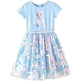 CoolCrafts ELSA Kleider Glanz Sommer-Kleid Kurzarm Frozen Eiskönigin...