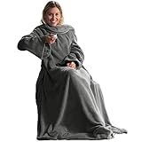 CelinaTex TV-Decke mit Ärmeln und Fußtasche Flauschige Kuscheldecke...