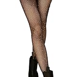 Damen Netzstrümpfe Glitzer Strass Fischnetz Sexy Strumpfhosen Hohe...