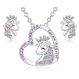 ankbrats Einhorn Kinderschmuck Set für Mädchen, süße Einhorn Herz...