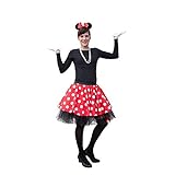 Oblique Unique® Damen Maus Mouse Kostüm Rot Weiß Schwarz mit Rock...