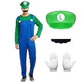 Formemory Mario Kostüm Luigi Kostüm Set,4 Pcs Mario und Luigi...