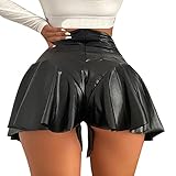 Ledershorts Damen Sexy Wetlook Lack und Leder Mini Lederrock Shorts...