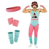 Fun Shack Blaues 80er Jahre Fitnesstrainer Kostüm für Herren, Retro...