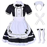 Alaiyaky Maid Dress Cosplay Damen Anime Maid Kleid,7Pcs Set Kleidung...