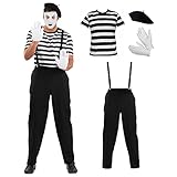 Fun Shack Schwarzes Pantomime Kostüm für Herren, Französischer...