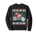 Santa Ridin Motocycle Ugly Christmas Sweater Xmas Biker Gift...