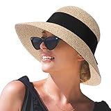 SIGGI Stroh Sommerhut mit Sonnen Shade für Damen schlaffer Strand...