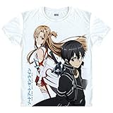 Sword Art Online Kirito Asuna Anime Manga T-Shirt Weiß Kostüme Neu