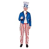 Uncle Sam Mens Fancy Dress American USA Army Military Adults Costume...