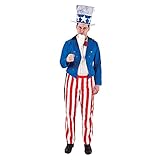 Uncle Sam Mens Fancy Dress American USA Army Military Adults Costume...