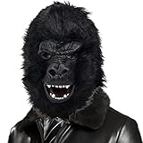 CreepyParty Schwarze Gorilla Maske Schimpanse Wildtier Latex Vollkopf...