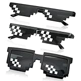 O-Kinee Pixel Mosaik Brille 3 Pack ，MLG Brille Pixelbrille...