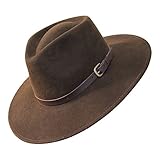 B&S Premium Lewis - Fedora Hut mit breiter Krempe - 100% Wollfilz -...