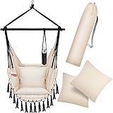 KESSER® Hängesessel mit 2 Kissen Getränkehalter & Bücherfach -...