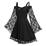Generic Damen A-Linie Mittelalter Kleid Gothic Maxikleid Übergroßes...