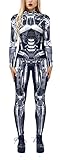 FEOYA Damen Jumpsuit Halloween 3D Roboter Print Catsuit Cosplay...