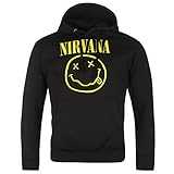 Nirvana Offizielles Smiley Kapuzen-Sweatshirt, Schwarz , M