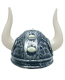 Karneval-Klamotten Wikinger-Helm für Erwachsene grau mit Lange...