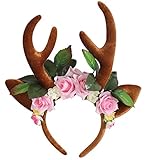 KarnevalsTeufel REH Haarreif mit Blumen, REH Ohren und Geweih...