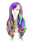 Apanphy® Cosplay Perücke Bunte gewellte Lange Regenbogen Perücke...