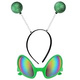 Lurrose Alien Haarband Grün Brille Marsmännchen Haarreif Halloween...