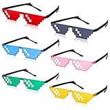 QINREN 6 Paare Pixel Sonnenbrille, MLG Brille Thug Life Brille...