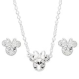 Disney Minnie Mouse Crystal Necklace and Stud Earrings and Set,...