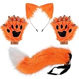 Wolf Fuchs Schwanz Clip Ohren und Handschuhe Set Halloween Weihnachten...