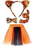 4 Stück Tiger Kostüm Set Tier Kostüm Tiger Ohr Stirnband Schwanz...