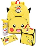 Pokemon Pikachu Rucksack Set Kinder 4 Stück Lunchbox Wasserflasche...