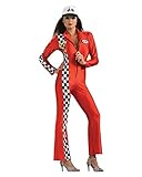 Horror-Shop Sexy Boxenluder Rennfahrerin Kostüm Jumpsuit rot XS