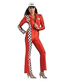 Horror-Shop Sexy Boxenluder Rennfahrerin Kostüm Jumpsuit rot XS