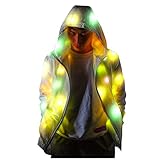 routinfly Männer Frauen Langarm LED bunt leuchtende Jacke Mantel...