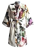ESSENZA Kimono Fleur Blumen Pfingstrosen Tulpen Baumwollsatin Ecru, L