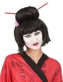 Geisha Perücke für Damen Hochsteckfrisur schwarz