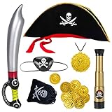 Aurasky Piraten Kostüm zubehör Kinder 7-teilig,Piratenhut...