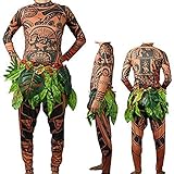 Herren Moana Maui Tattoo T Shirt / Hosen mit Bl?ttern Rock Halloween...