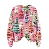 Weihnachtspullover Damen Lustig 3D Drucken Weihnachten Sweatshirt...