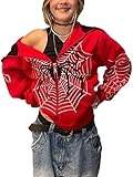 Tomwell Damen Y2K Jacke Zip Up Hoodies Goth Spinnen Graphics Harajuku...