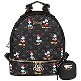 Disney Mickey und Minnie Mouse Rucksack + Beutel, schwarz, gesteppt,...