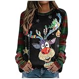 Weihnachtspullover Damen Langarmshirt- Pullover Weihnachten Damen...