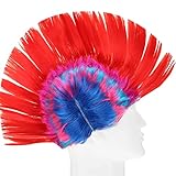 Mohikaner Perücke Regenbogen Punk Rocker Perücke 80er Straße Punk...