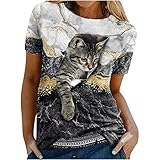 yiouyisheng Damen T-Shirt 3D Katze Druck Shirt Streetwear Tops,...