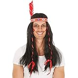 dressforfun Perücke schwarz mit 2 Zöpfen und eingearbeiteten roten...