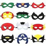 Superheld Masken Kinder, 12 Stück Supermann Filz Masken, Lustige...