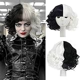 Cruella Deville Perücken für Damen Schwarz und weiß Perücken mit...