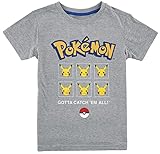 Pokémon Kids - Pikachu Gesichter Unisex T-Shirt grau meliert 122/128