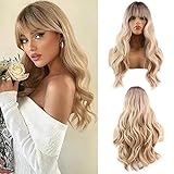 Salomezklm Ombre Blonde Perücke mit Pony Blonde Ombre Perücken für...