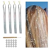 800 Glitzer Haarsträhnen Lametta für Haare 120 cm Tinsel Hair...